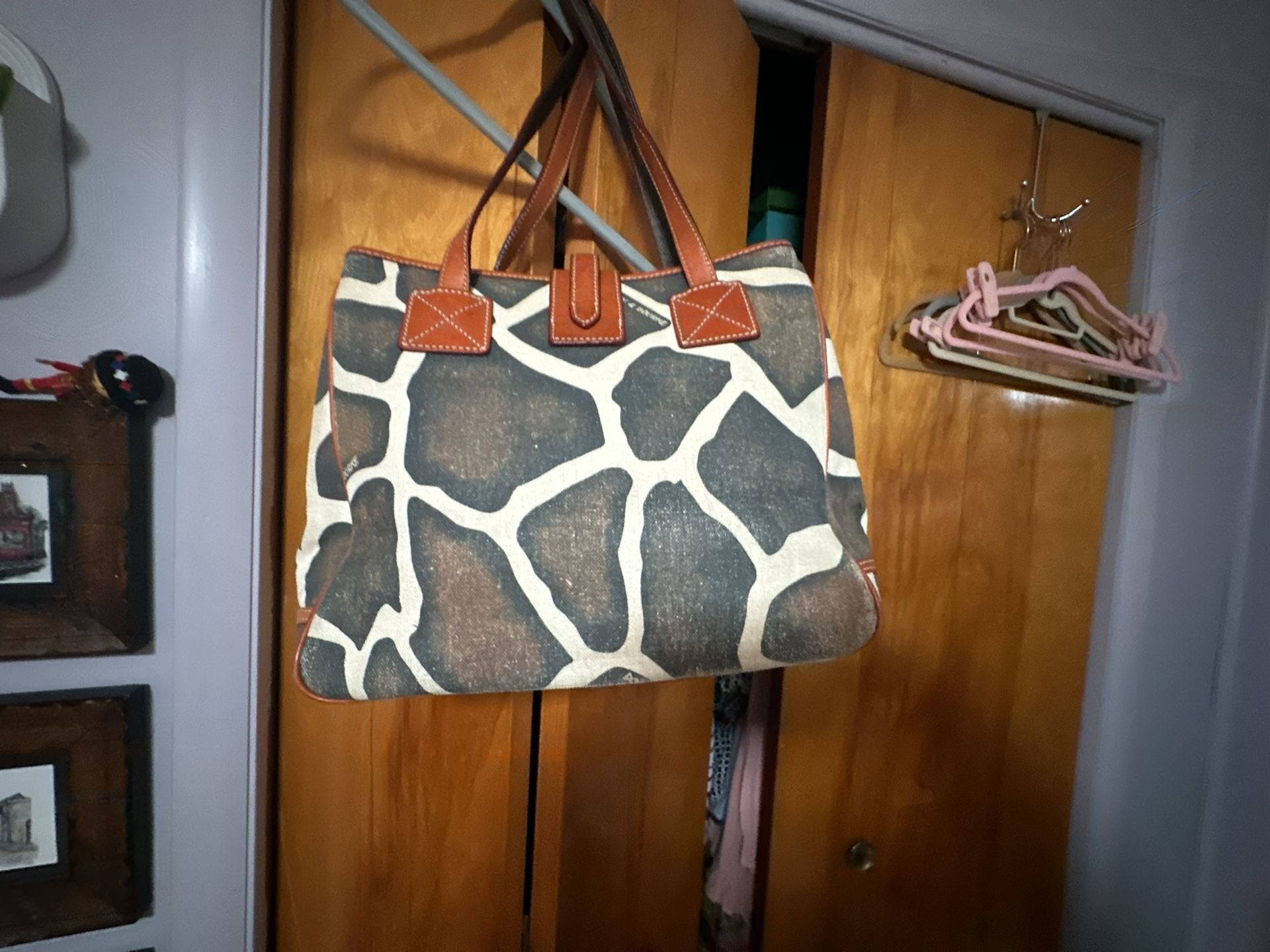 Dooney & Bourke Giraffe Print Canvas Tote Shoulder Handbag 8