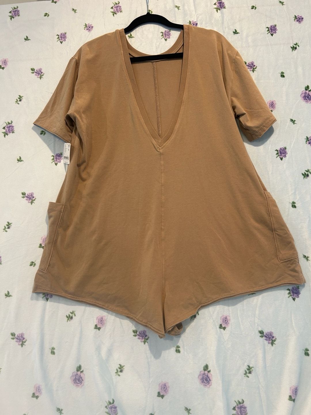 NWT Free People Movement Hot Shot Tee Romper Size S Mocha Latte New 7