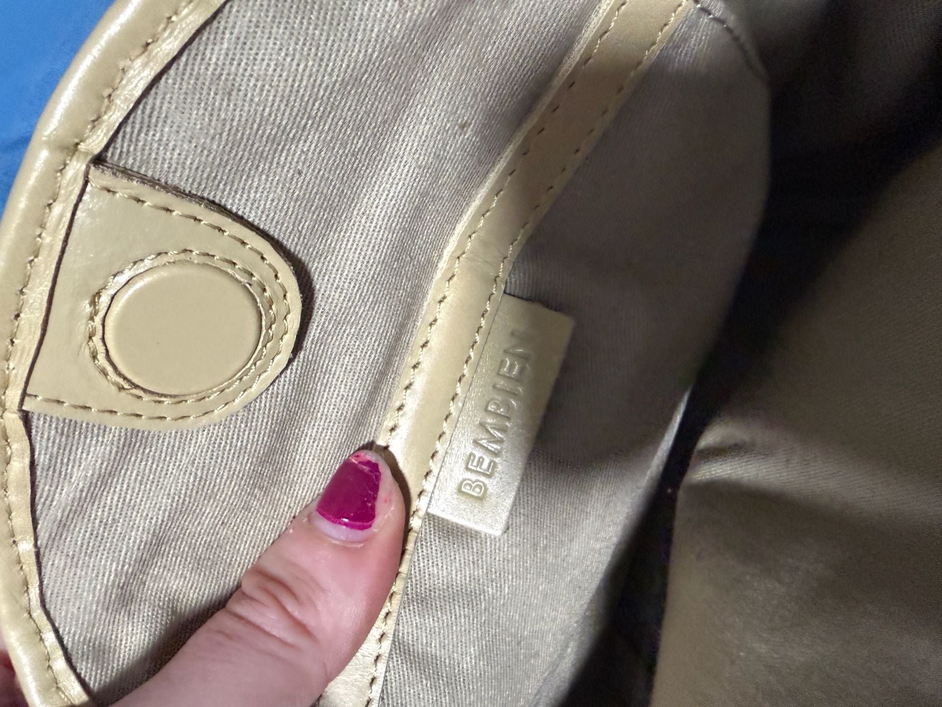 Bembien Audrey Sage Check Woven Leather Round Shoulder Bag 3
