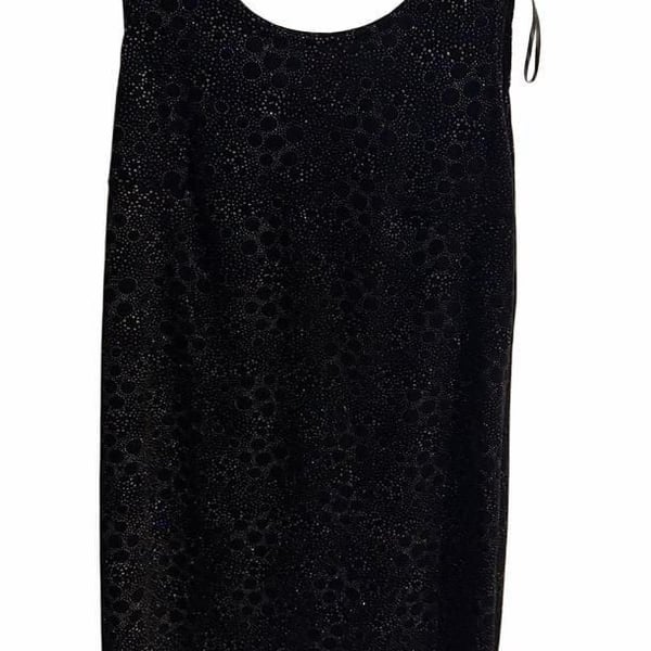 Onyx Nite Dress Size 14 Black Glitter Velvet Sleeveless Sheath Party
