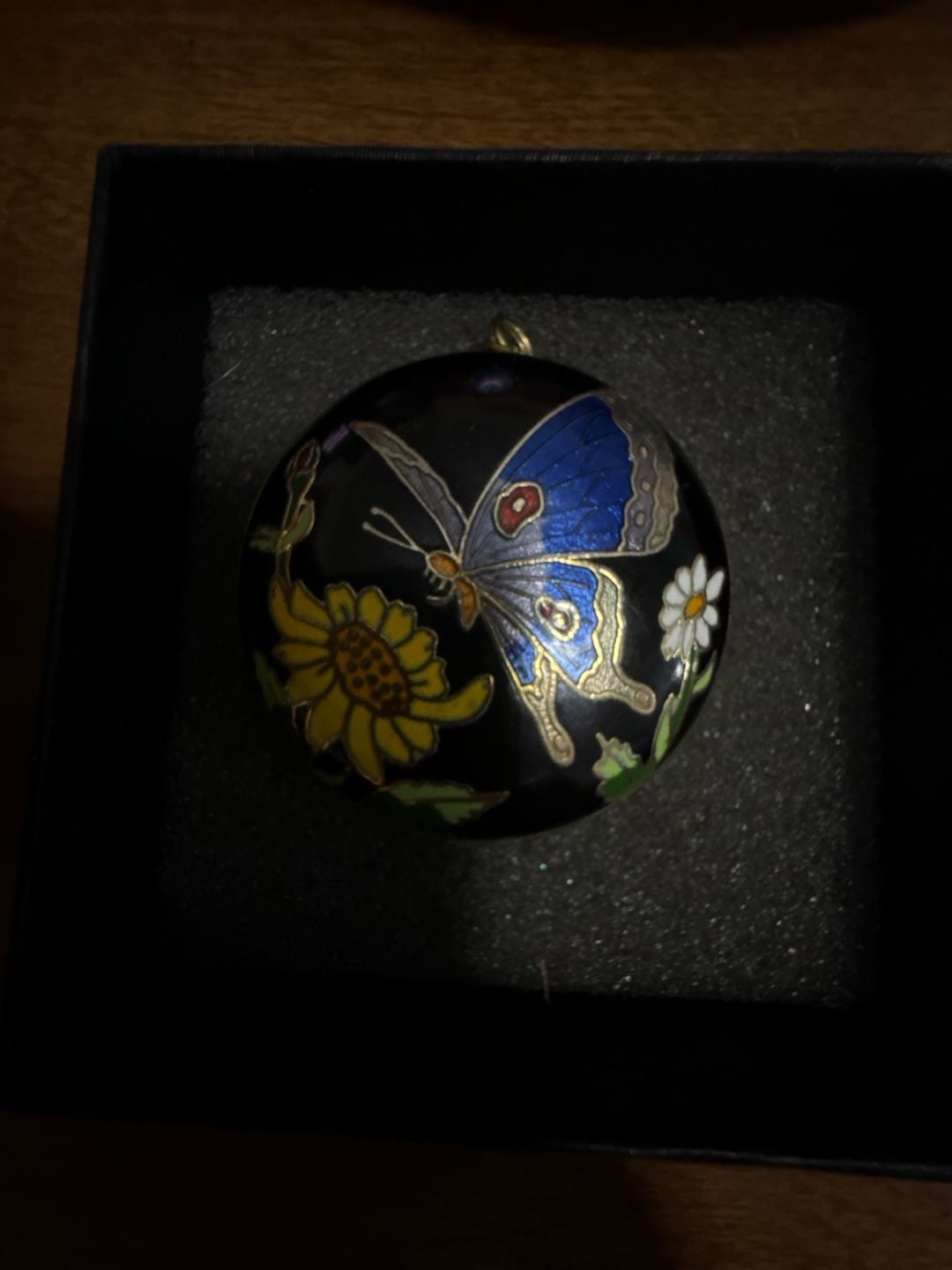 Vintage Chinese Cloisonne Enamel Butterfly Pendant 3