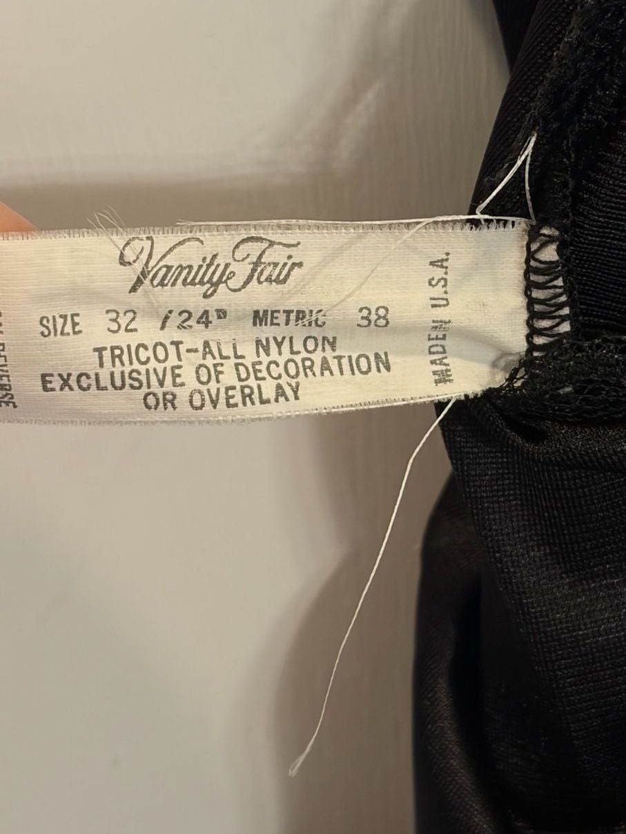 Vanity Fair Slip Dress Size 32 Black Nylon Lace Trim 4