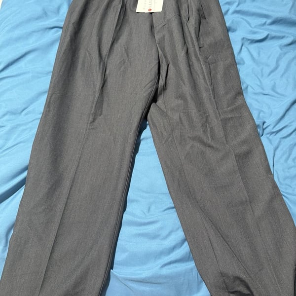 Decivi Pleated Trousers Size XL Gray Wide Leg Casual Pants with Belt