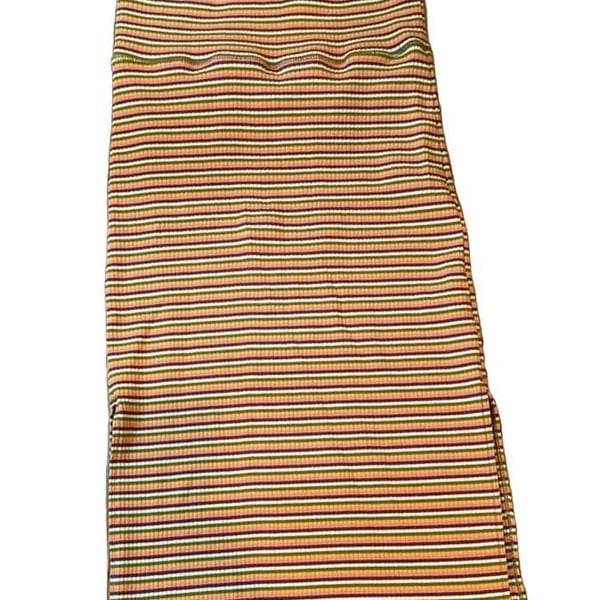 Aerie Multi-Color Striped Ribbed Midi Skirt with Side Slit Size S/P