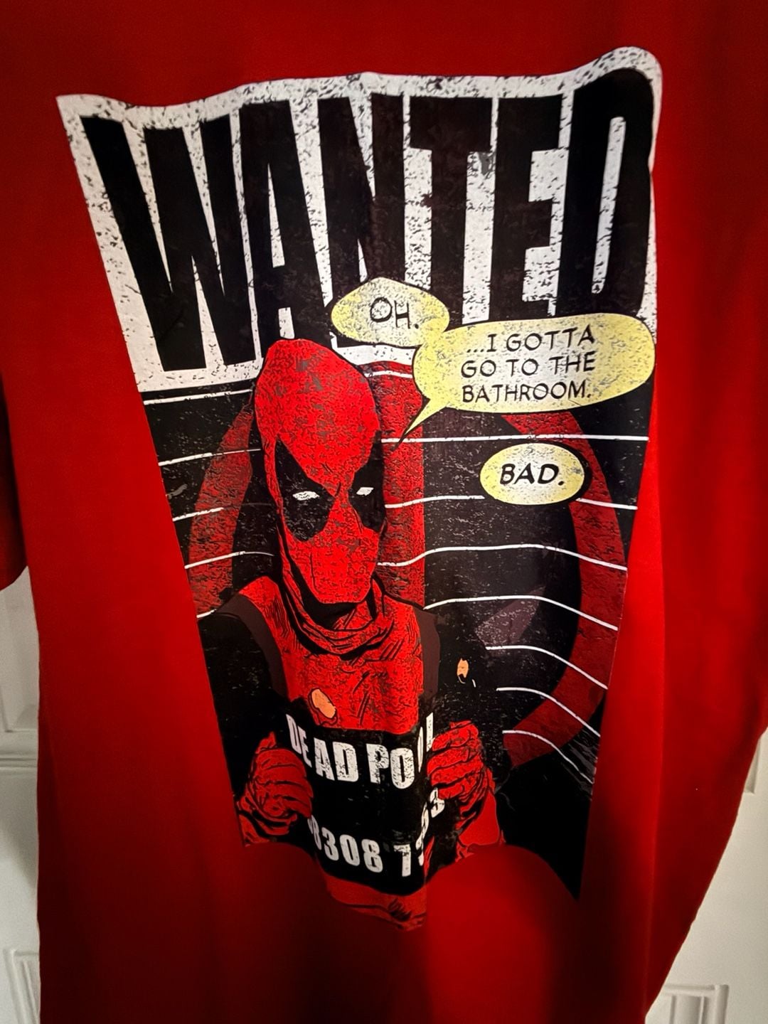 Marvel Deadpool Wanted Graphic T-Shirt XL Red Cotton 3
