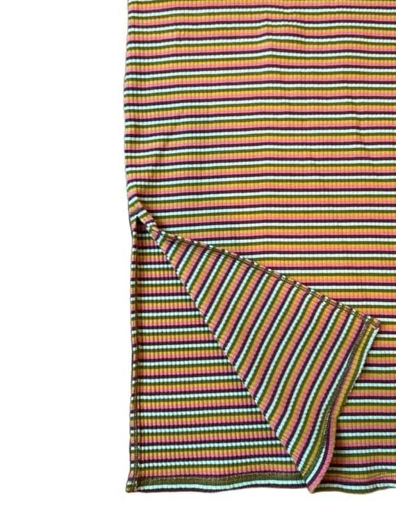 Aerie Multi-Color Striped Ribbed Midi Skirt with Side Slit Size S/P 3