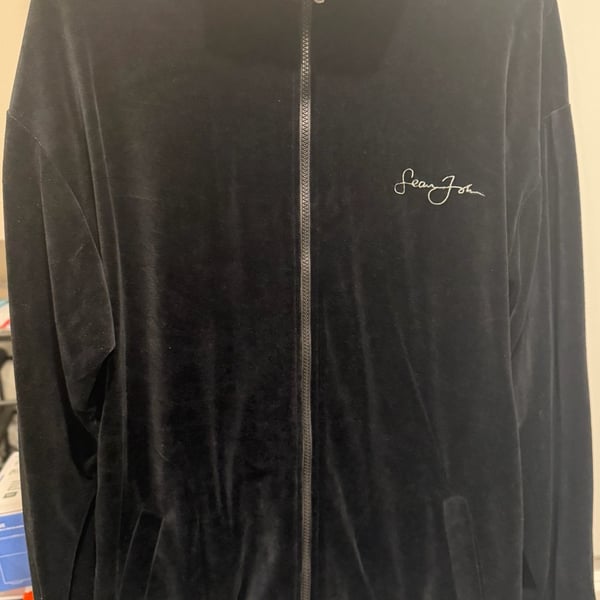 Vintage Y2K Sean John Black Velour Jacket, M Size Day and night Line XL, NWT DS