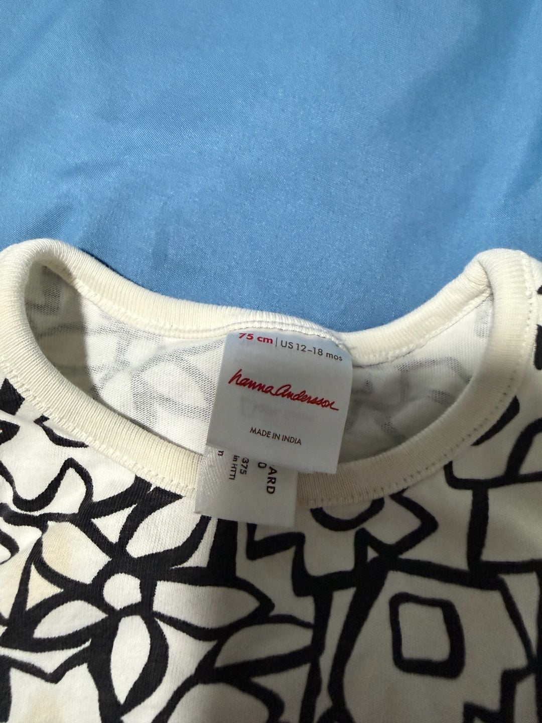 Hanna Andersson 2-Piece Dress Set Size 12-18 Mos Black White Floral 2