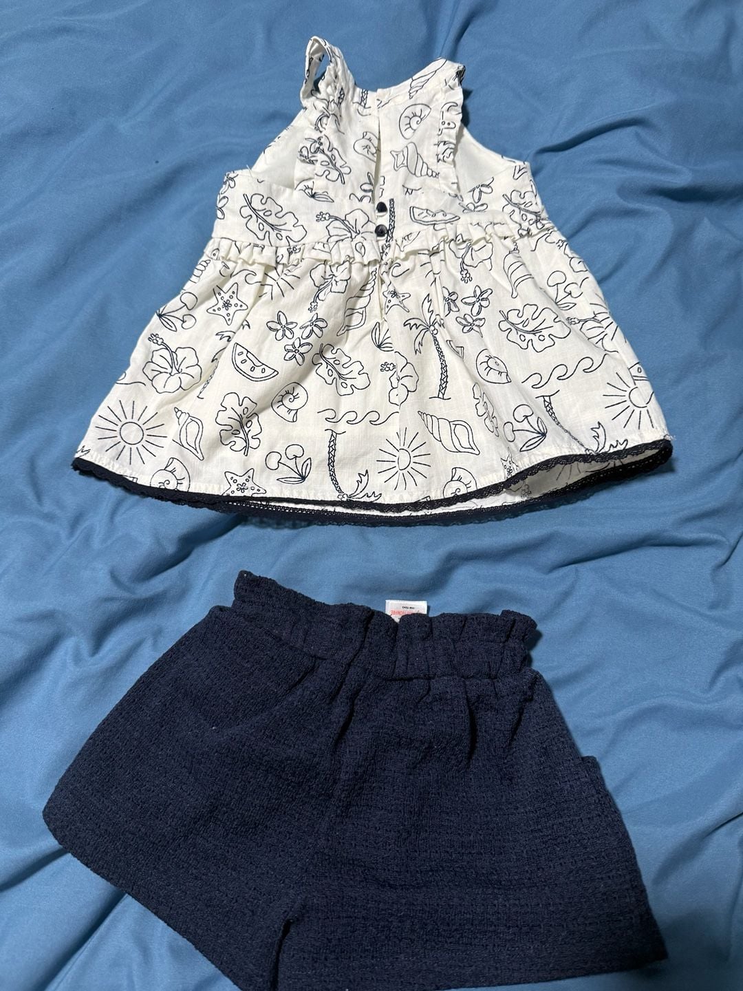Haute Hippie Outfit Set Size 12M White Black Doodle Print Top And Shorts 4