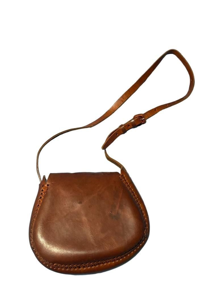 Vintage Artisan Tooled Leather Floral Crossbody Saddlebag Brown Boho 5