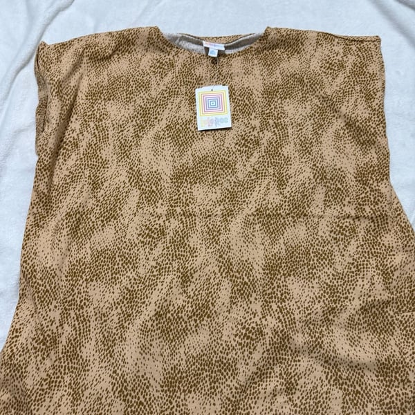 LuLaRoe Leah Tunic Size XL Tan Brown Animal Print Top