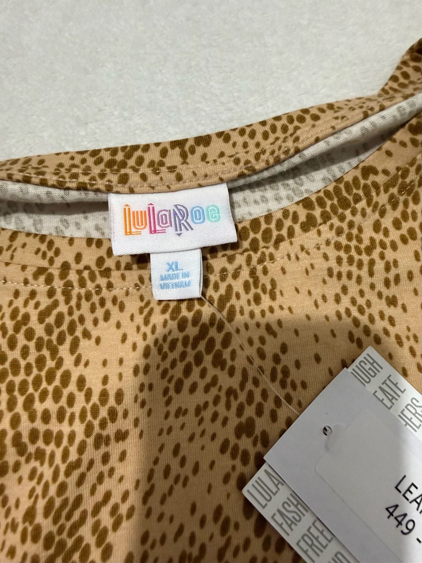 LuLaRoe Leah Tunic Size XL Tan Brown Animal Print Top 4