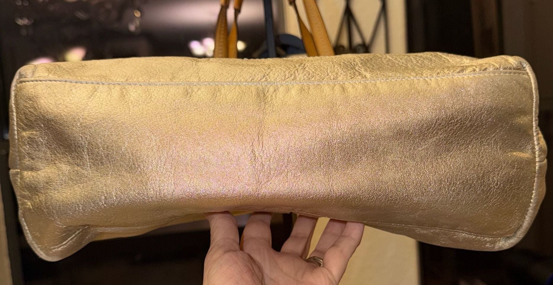 Coach Beige & Gold Linen Tote Handbag 
#45V1026 11
