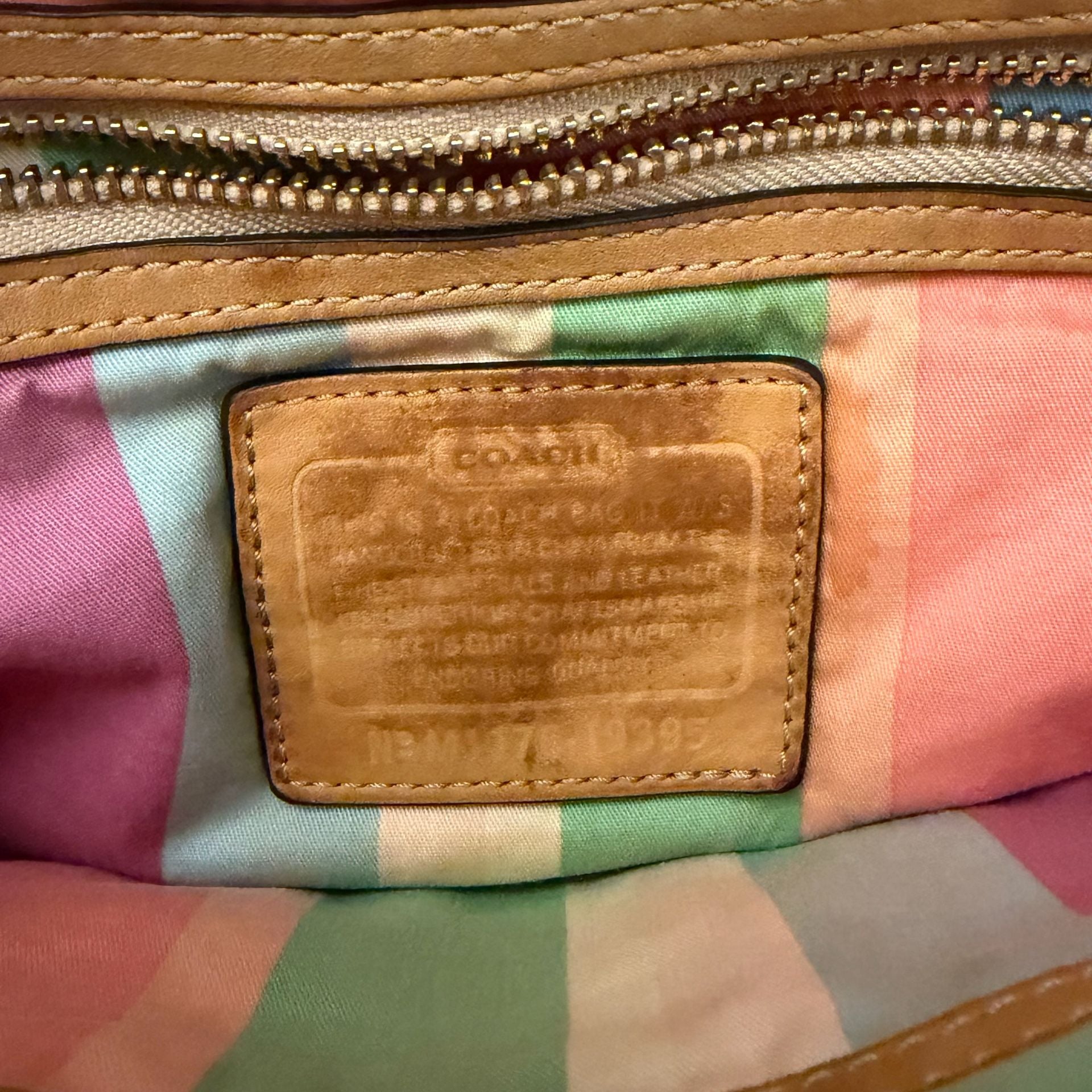 Coach Beige & Gold Linen Tote Handbag 
#45V1026 12