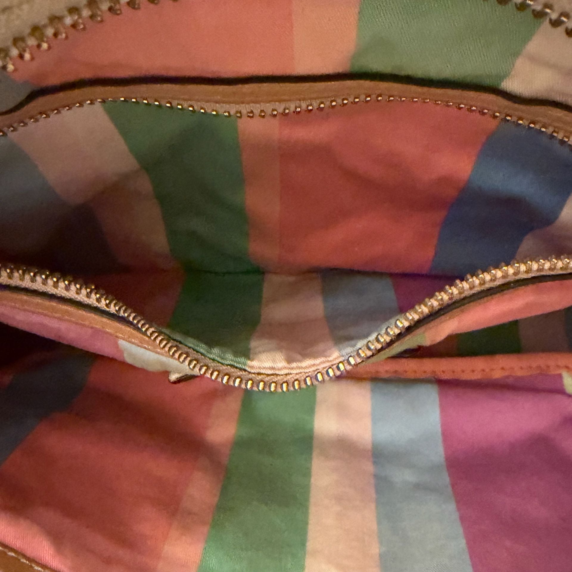 Coach Beige & Gold Linen Tote Handbag 
#45V1026 15