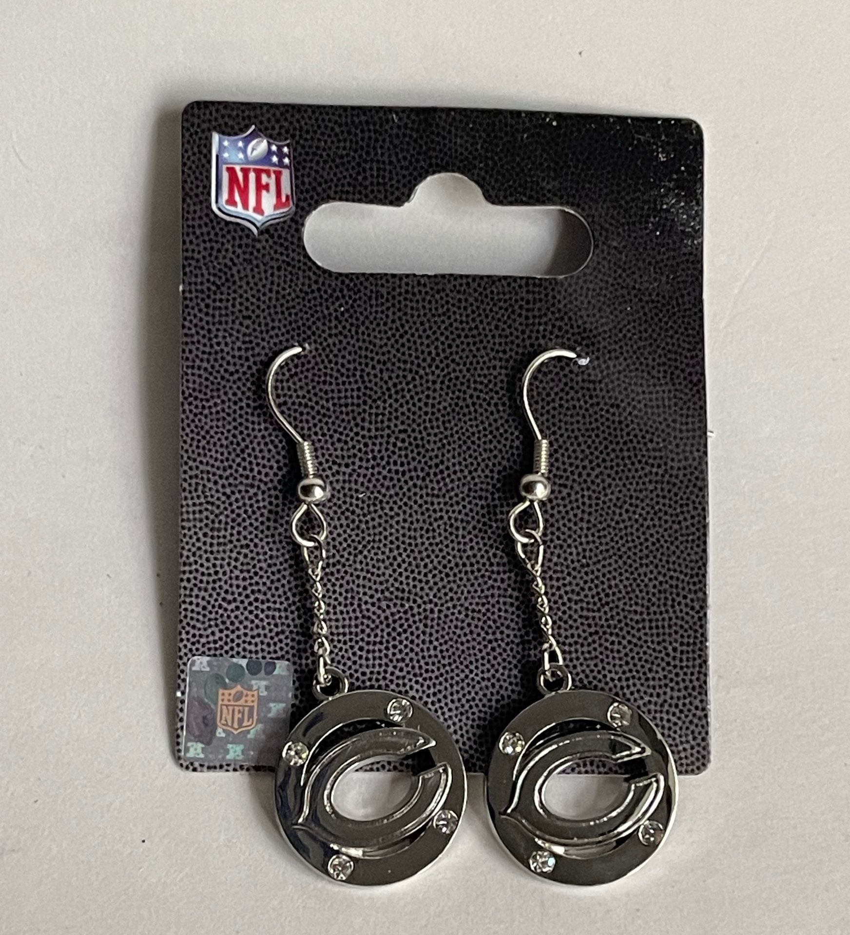 NFL Chicago Bears Dangle Earrings Silver Crystal Logo New 2