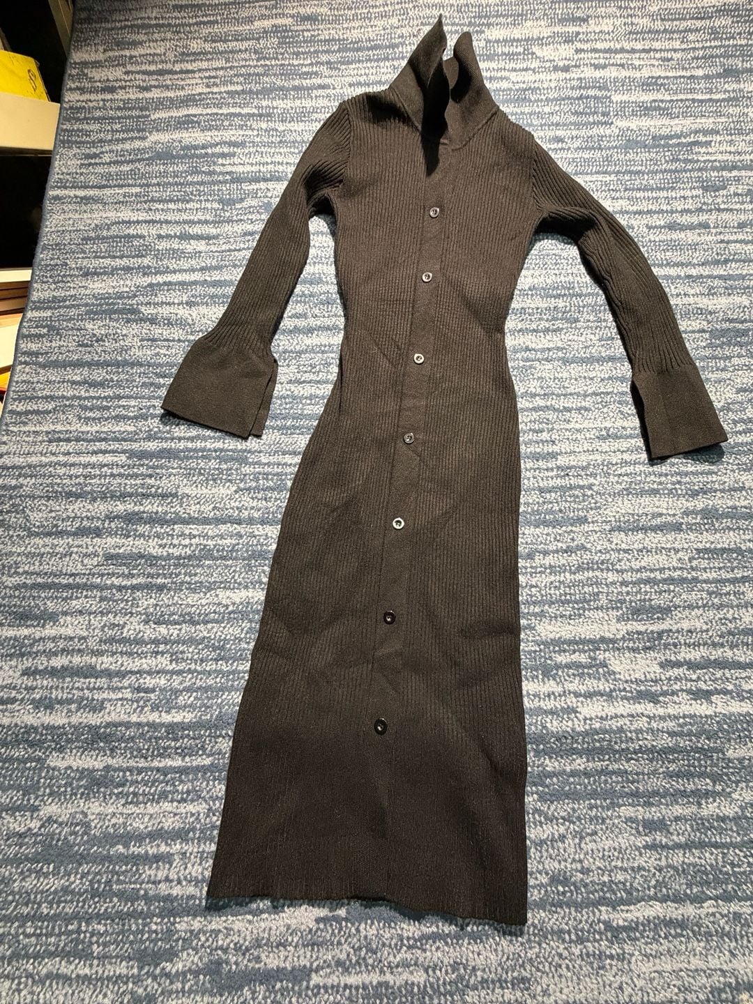 DAZY Sweater Dress Dark Brown Ribbed Knit Long Sleeve Midi 3