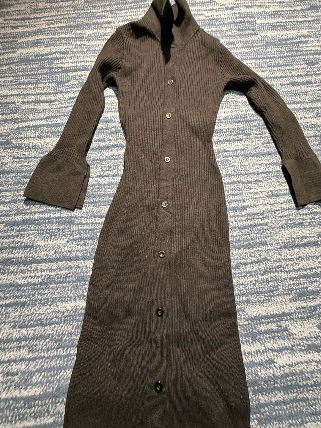 DAZY Sweater Dress Dark Brown Ribbed Knit Long Sleeve Midi 6
