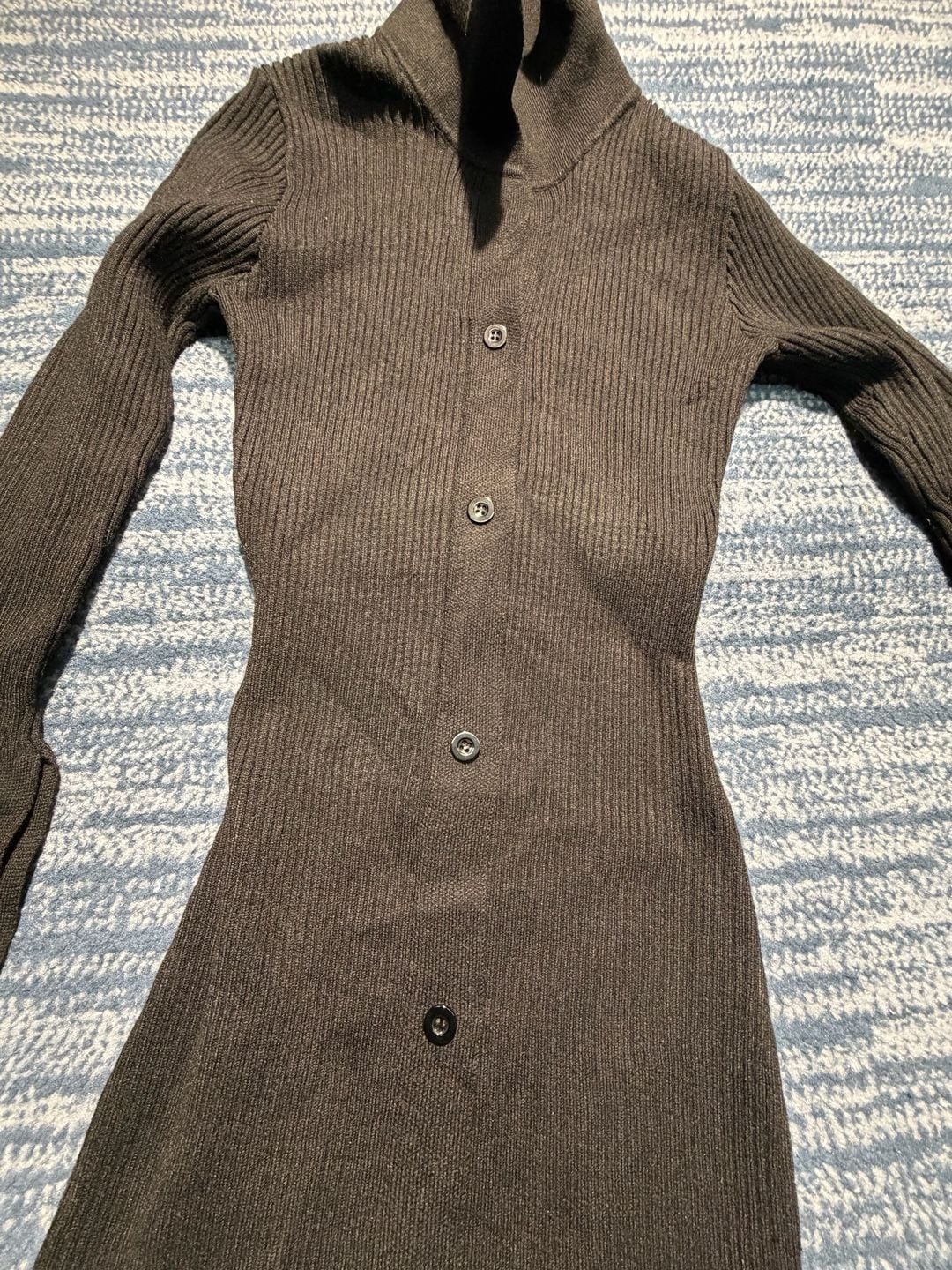 DAZY Sweater Dress Dark Brown Ribbed Knit Long Sleeve Midi 9