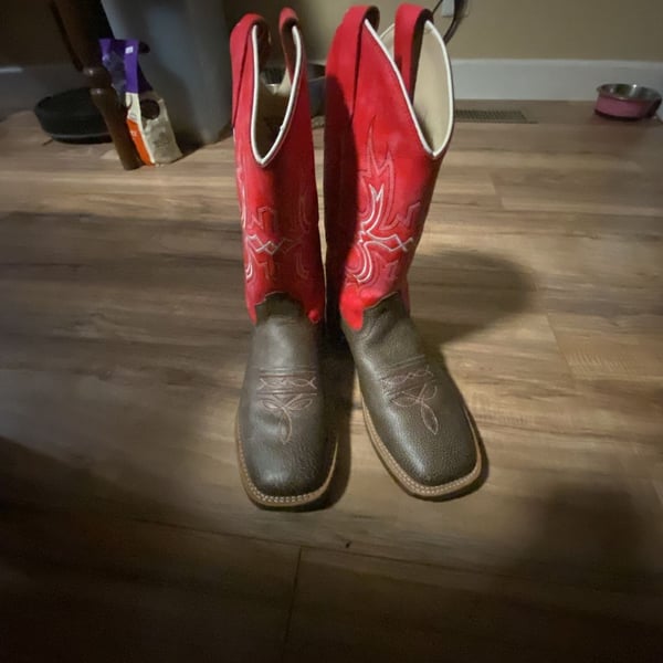 Old West BSY1913 Size 5.0-D Brown Red Cowboy Boots