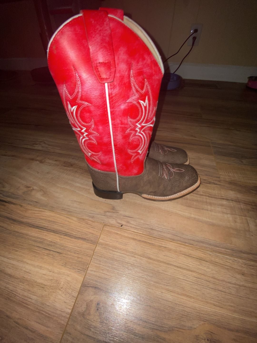 Old West BSY1913 Size 5.0-D Brown Red Cowboy Boots 3