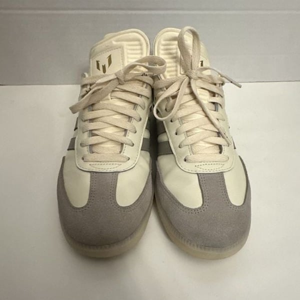 Adidas Samba Messi Size 10 Cream White Light Brown Gold Metallic Sneakers