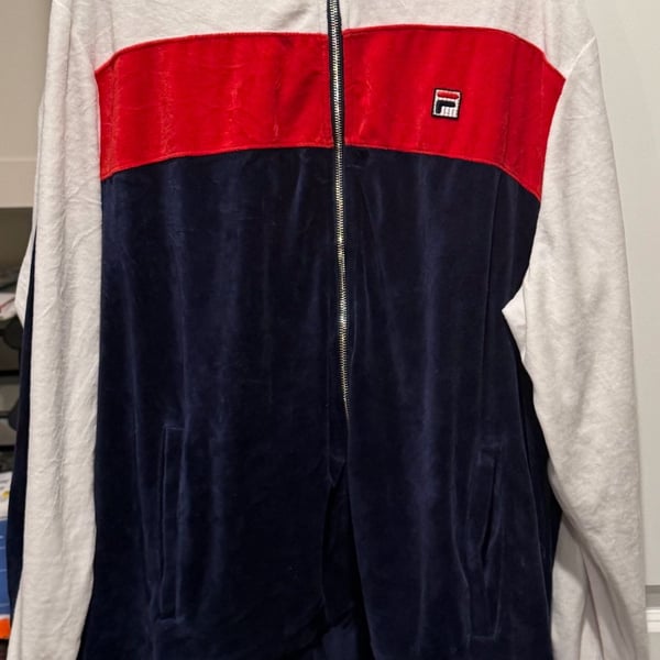 Vintage Fila Velour Track Jacket Size 3XL Color Block Full Zip