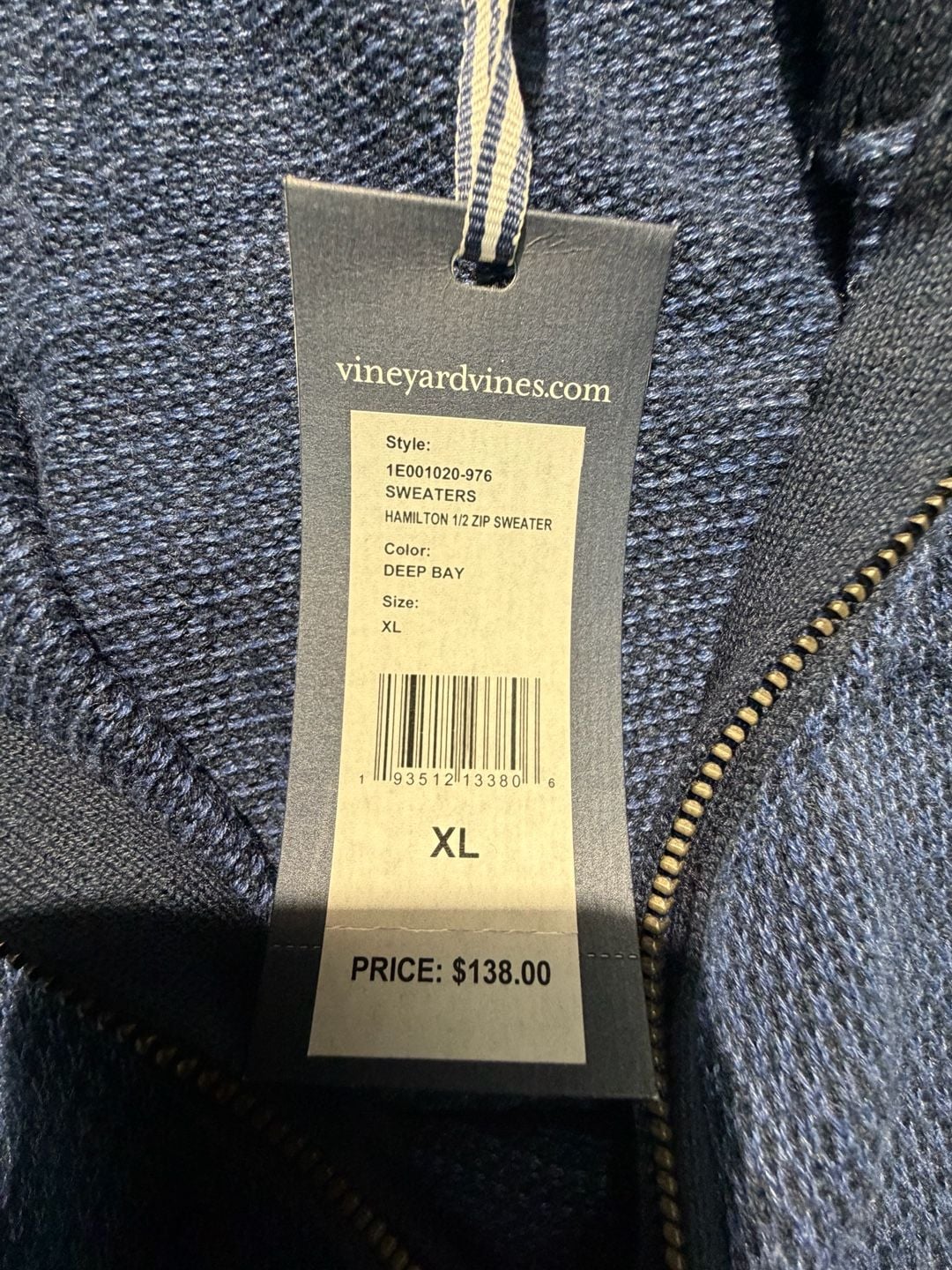 Vineyard Vines Hamilton Quarter-Zip Pullover Sweater Blue 12