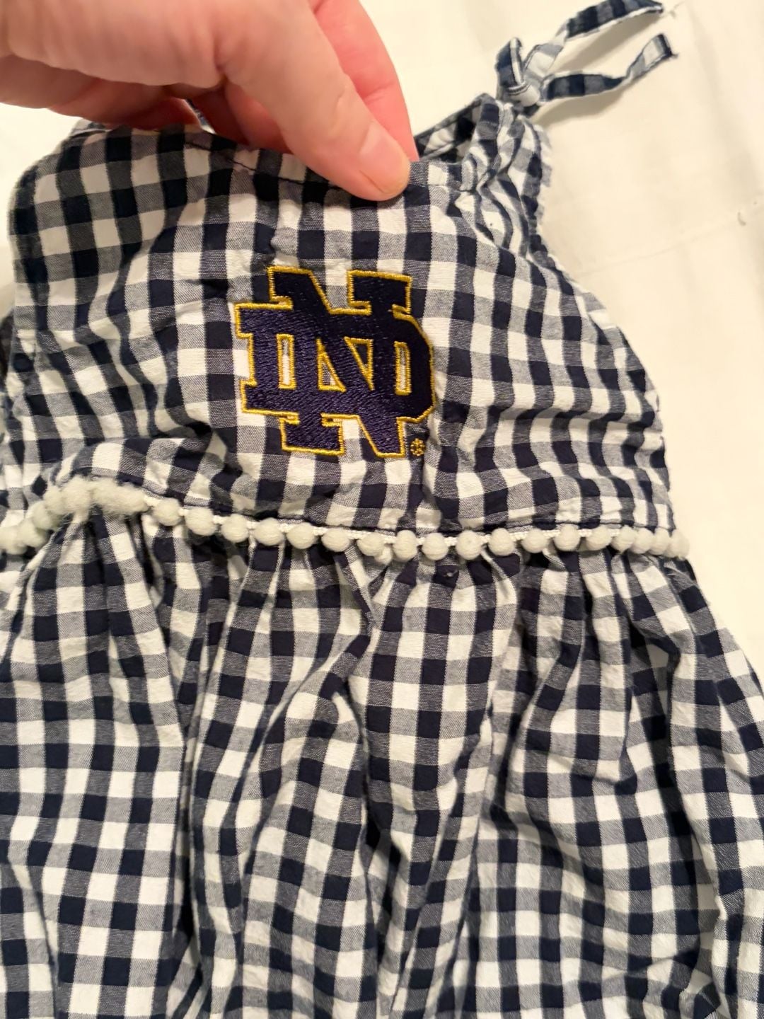 Garb Notre Dame Fighting Irish Girls Infant 6 M Teagan Gingham Ruffled Romper 2