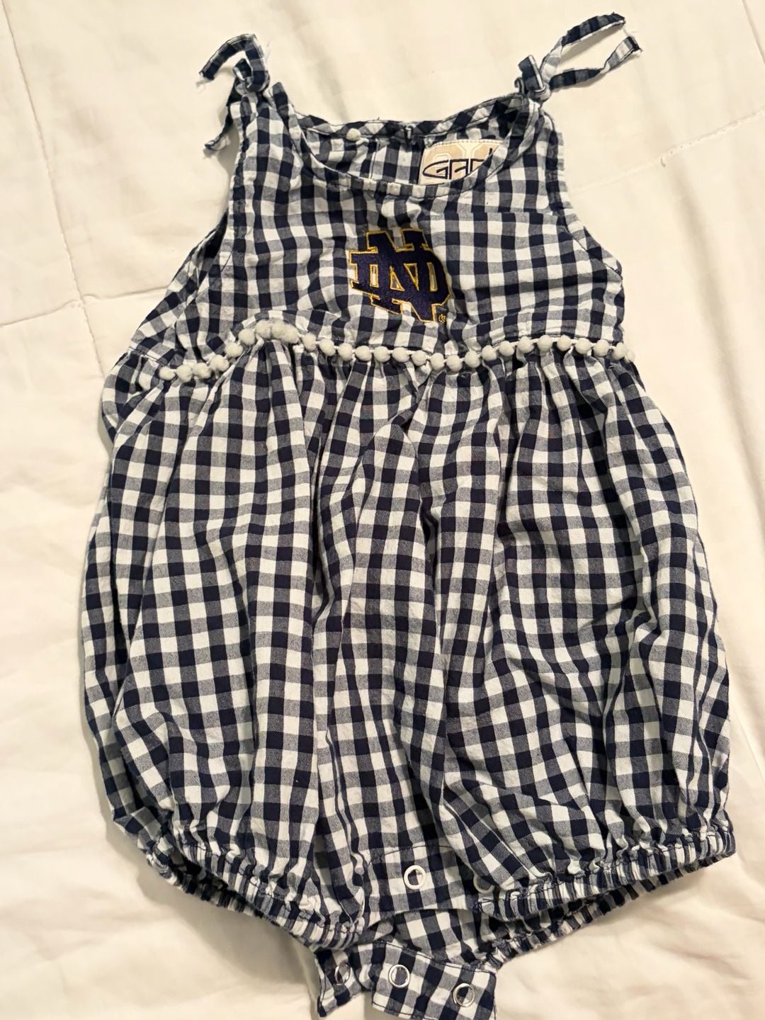 Garb Notre Dame Fighting Irish Girls Infant 6 M Teagan Gingham Ruffled Romper 3