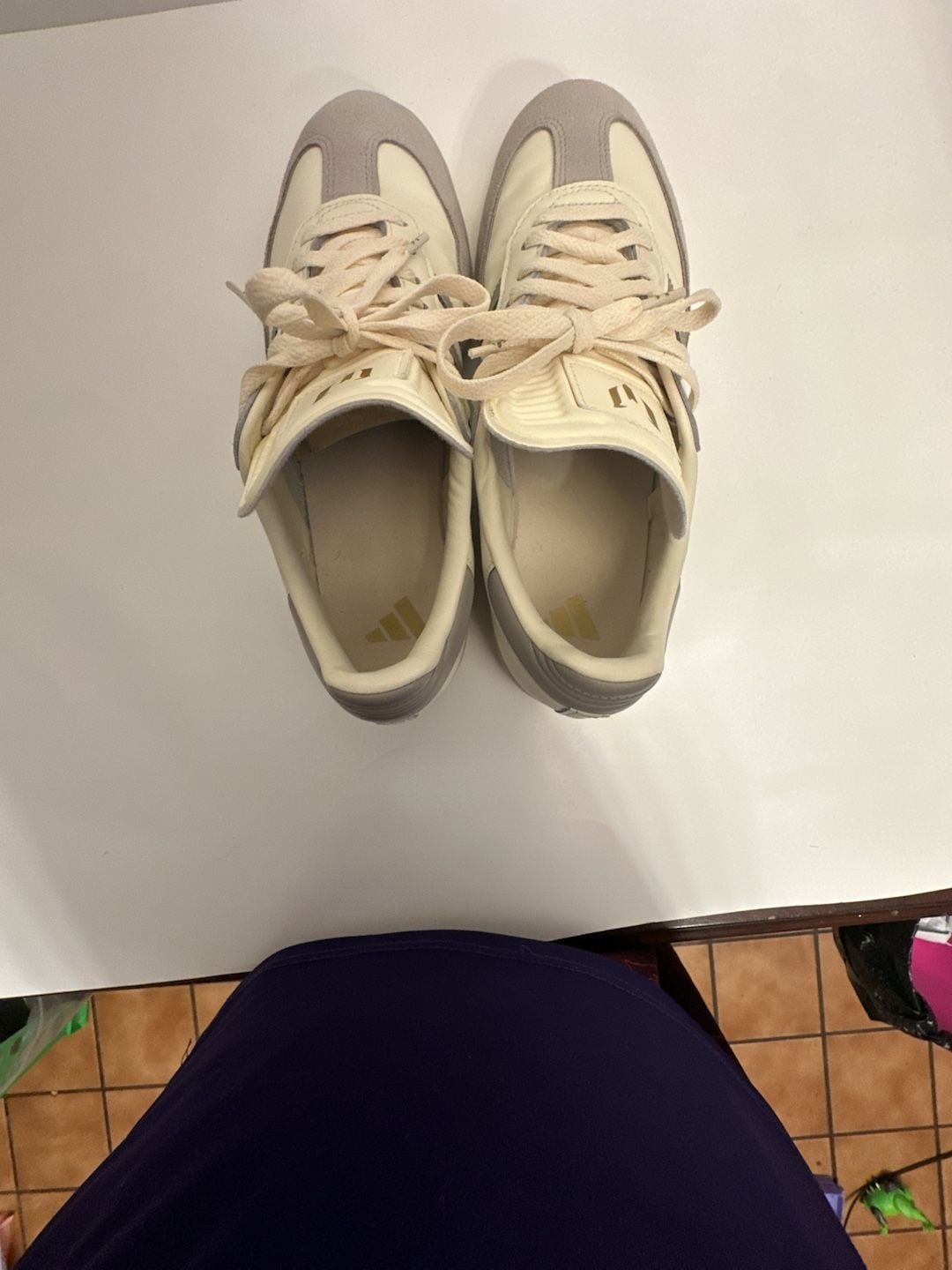 Adidas Samba Messi Size 10 Cream White Light Brown Gold Metallic Sneakers 8