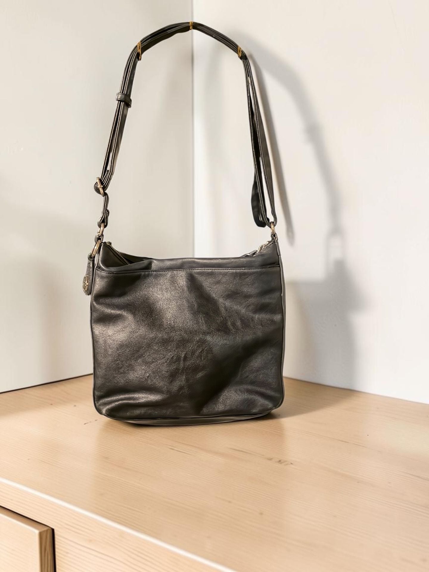 INC International Concepts Black Faux Leather Crossbody Bag 3