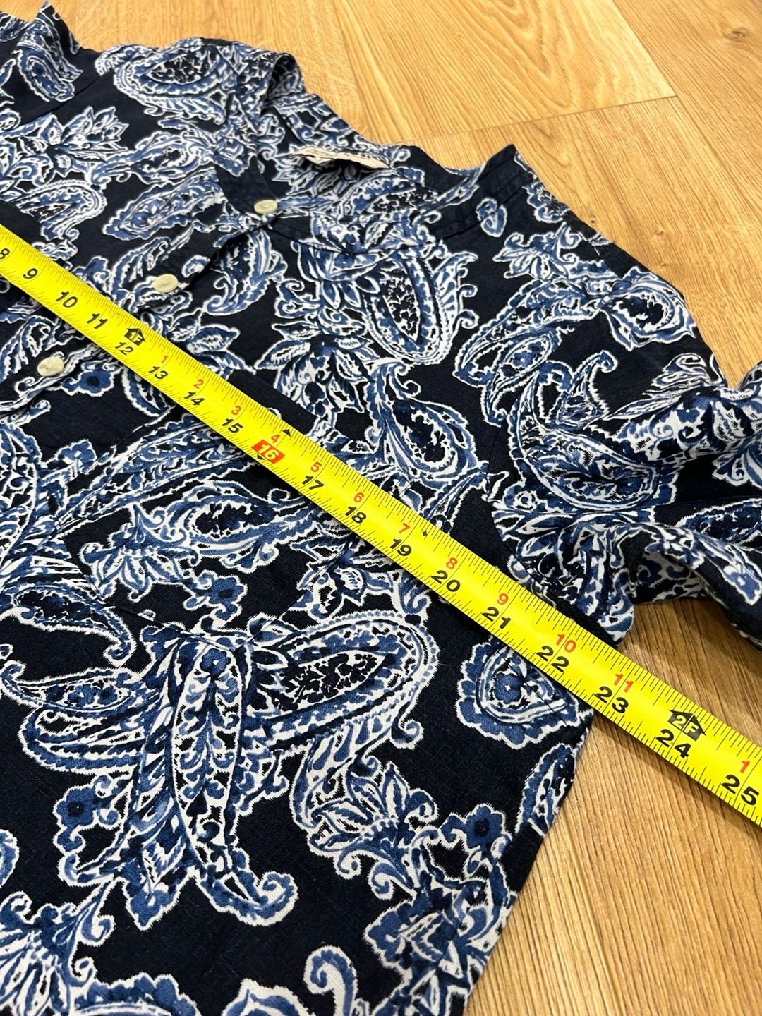 Jones New York Sport Linen Tunic Size L Blue Paisley Button Down Shirt 8