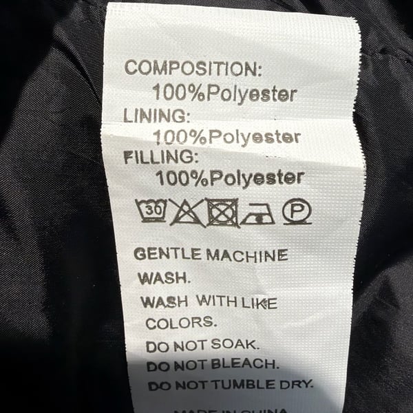 Unbranded Puffer Vest Black Polyester Stand Collar