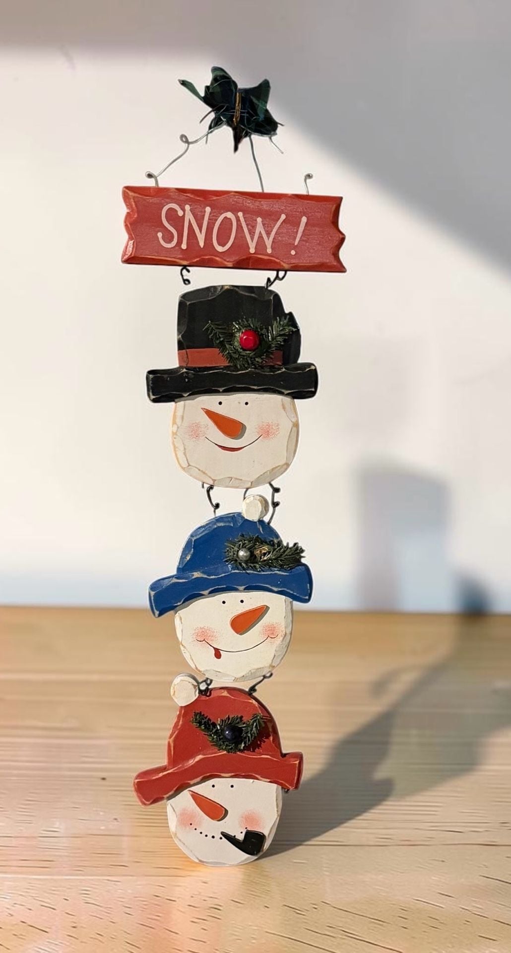 Flower Factory Triple Snowman Wood Christmas Sign Snow Decor 2