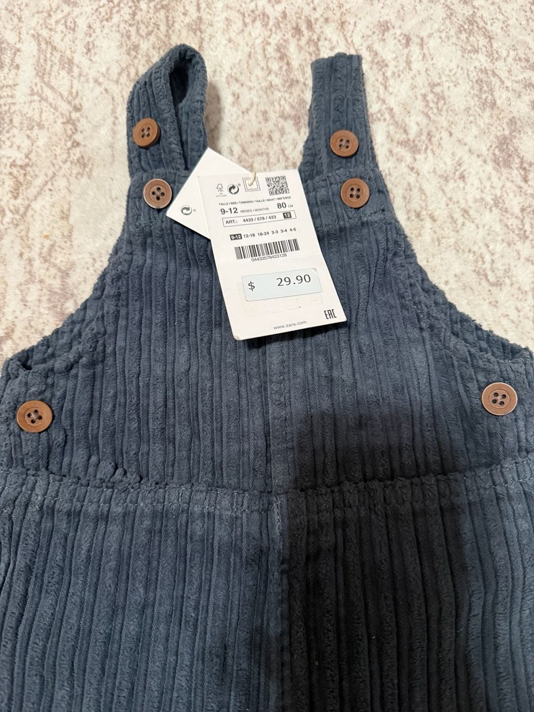 Size 9-12m Zara Textured Overalls Corduroy 3
