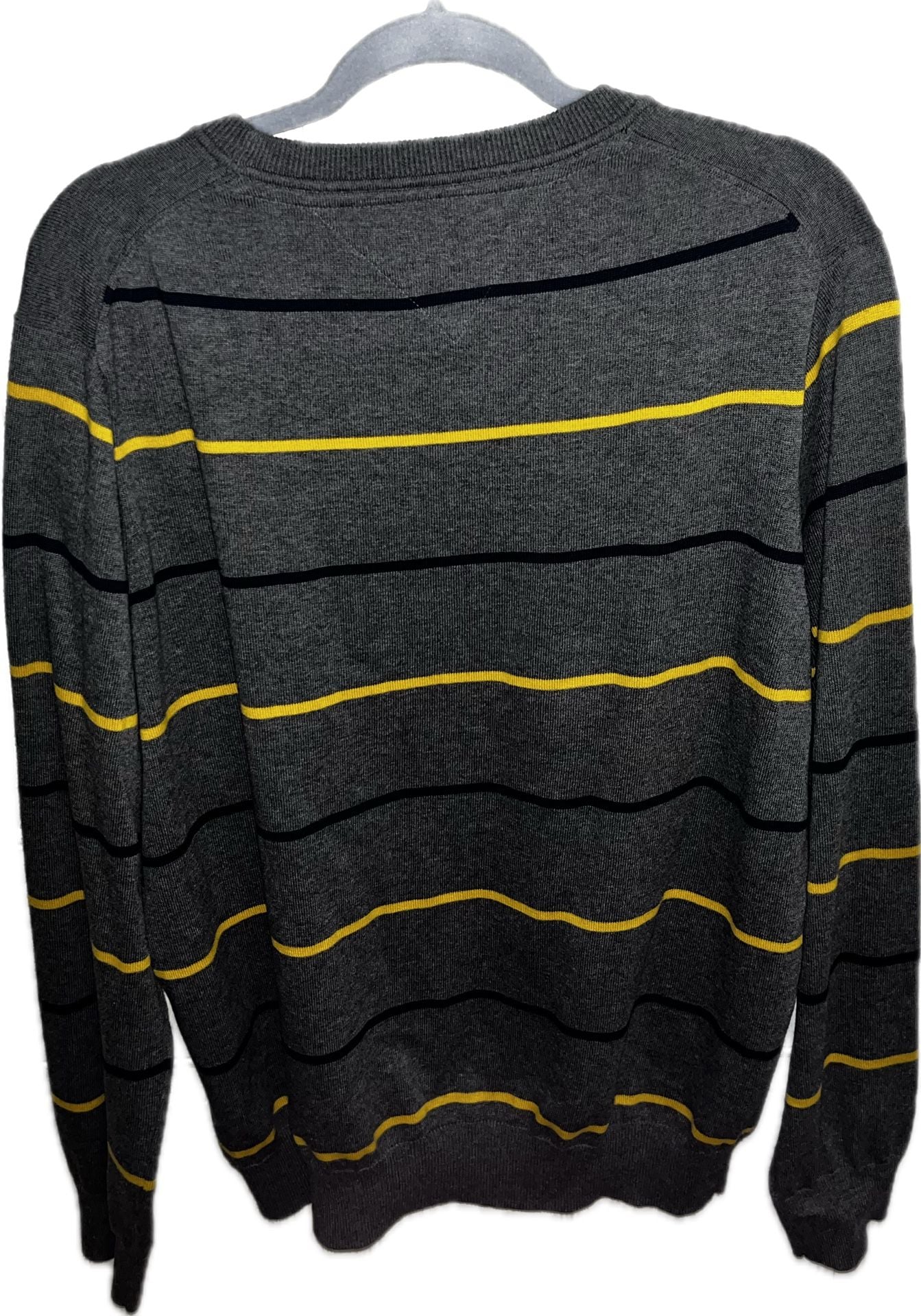 Tommy Hilfiger Crewneck Sweater Size L Gray Striped Pima Cotton 2