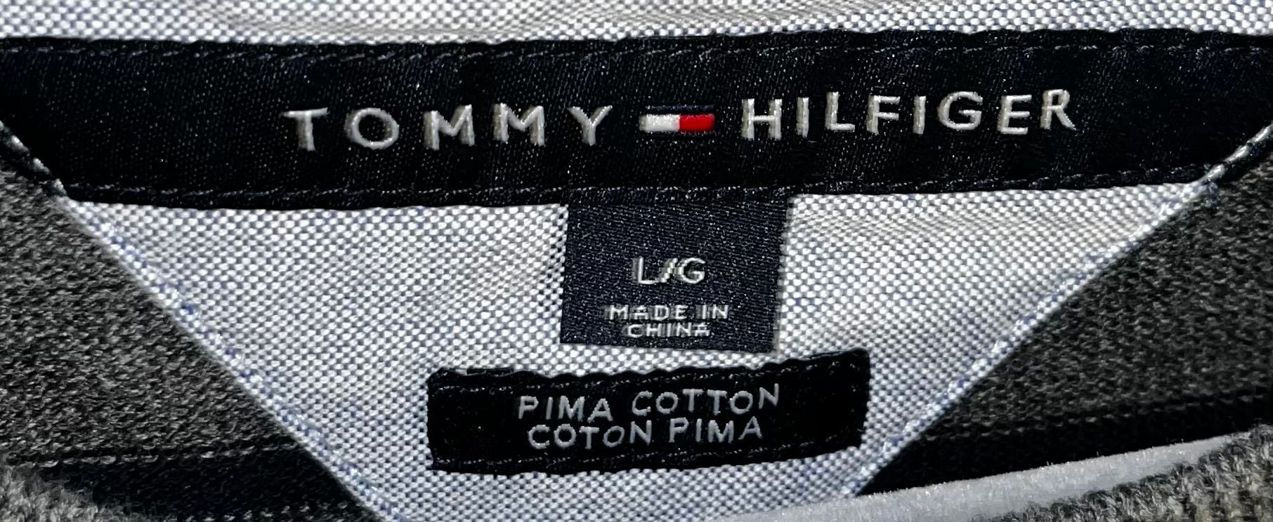 Tommy Hilfiger Crewneck Sweater Size L Gray Striped Pima Cotton 3