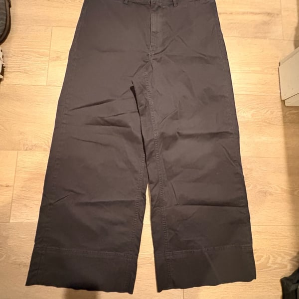 Everlane Wide Leg Trousers Size 12 Black Cotton Crop Pants