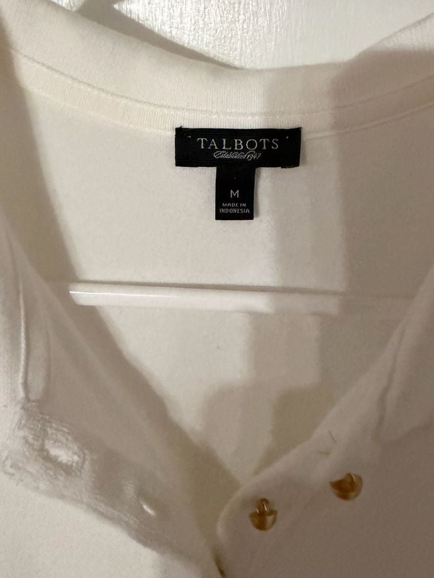 Talbots Polo Dress Size M White 3