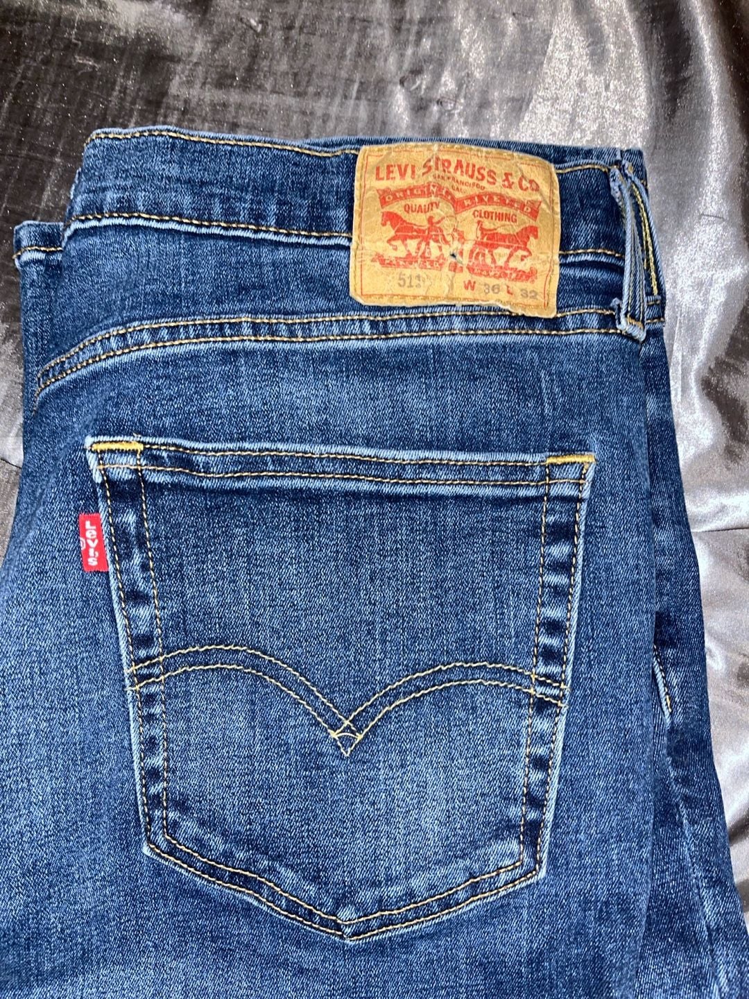Levi's 513 Slim Straight Jeans Size 36x32 Blue Denim 4