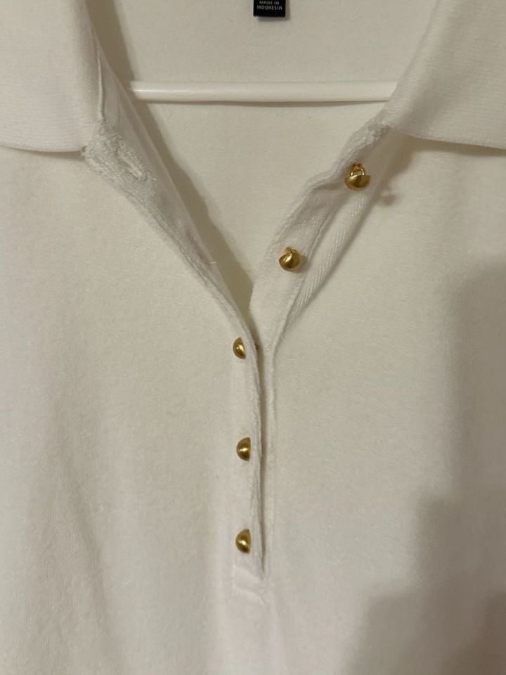 Talbots Polo Dress Size M White 4