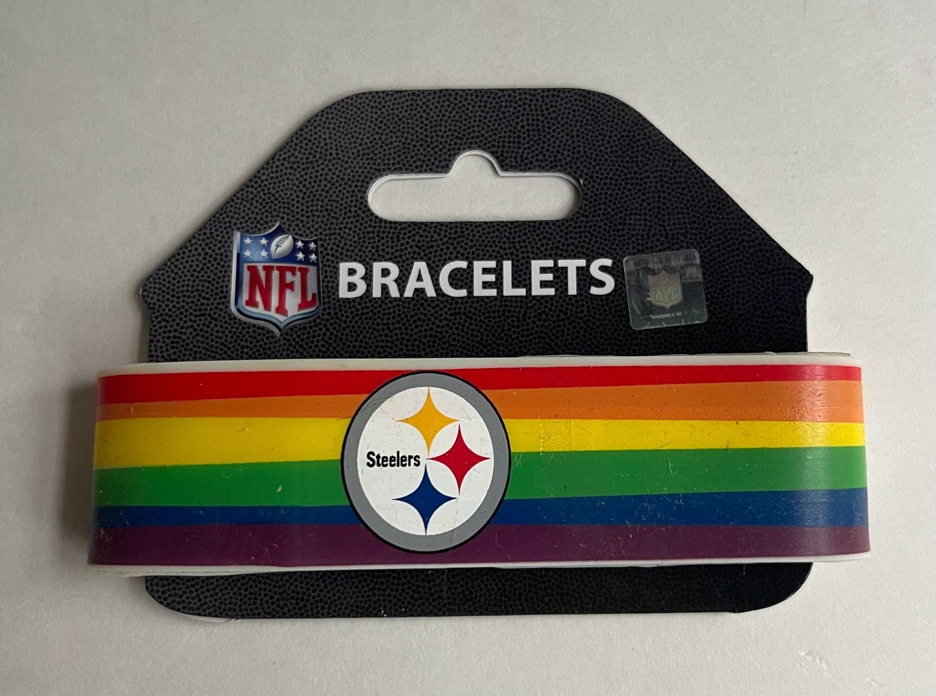 Aminco NFL Pittsburgh Steelers Pride Rainbow Silicone Rubber Bracelet New 2