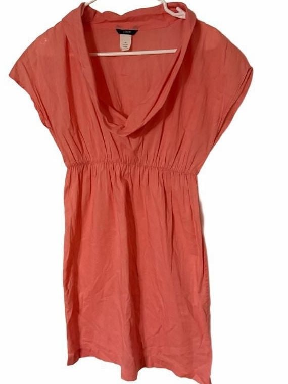 J.Crew Cowl Neck Dress Size XS Coral Pink Cotton 2