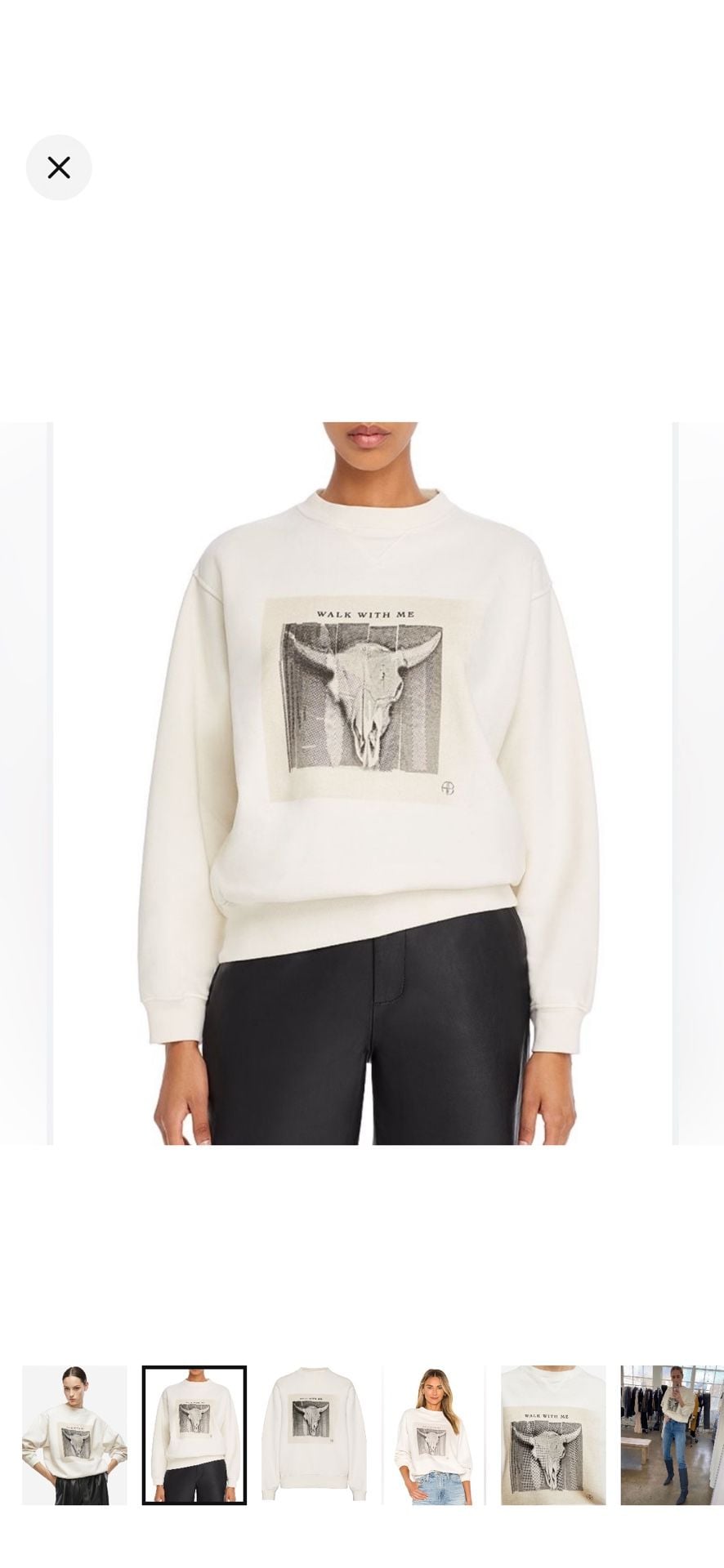 Anine Bing Ramona Walk With Me Sweatshirt White 3