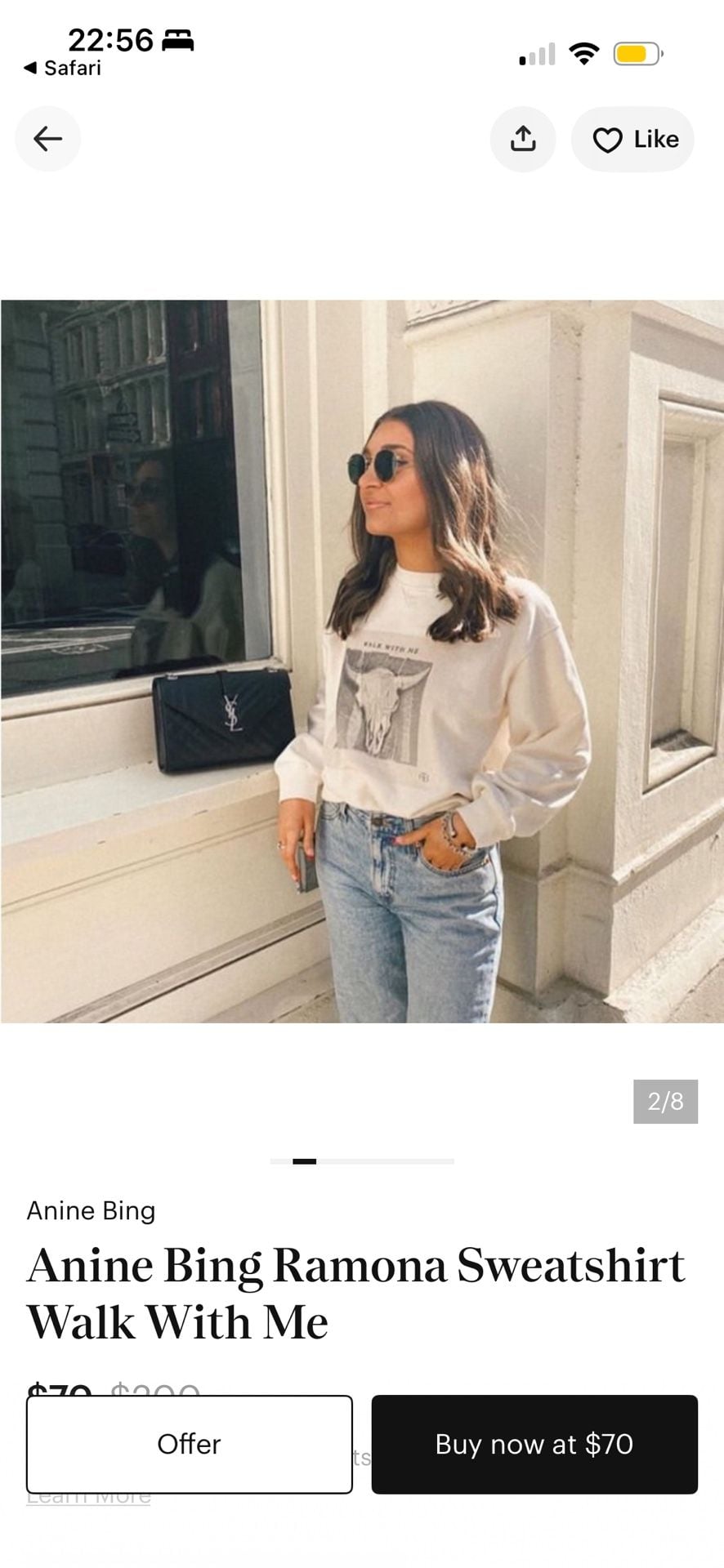 Anine Bing Ramona Walk With Me Sweatshirt White 8