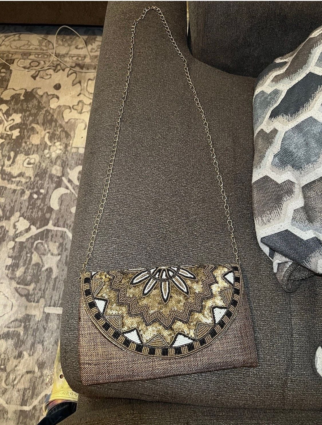 Fancy Party Clutch Hand Embroidered On Silk/Jute Material. 3