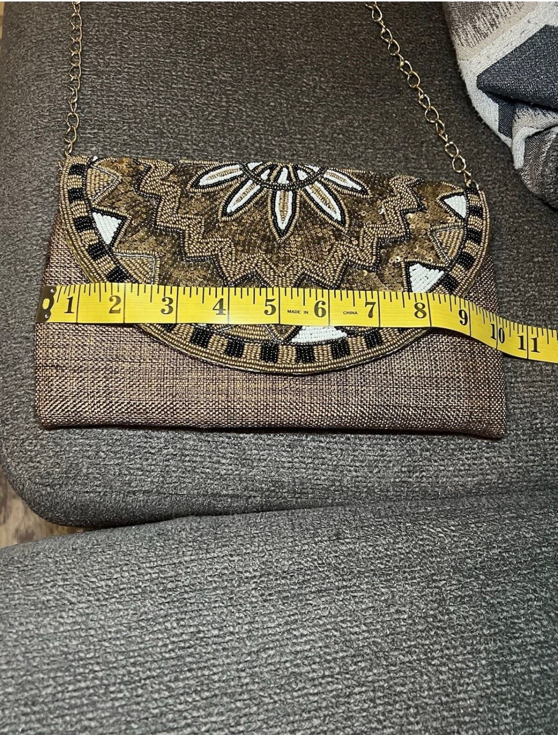 Fancy Party Clutch Hand Embroidered On Silk/Jute Material. 9