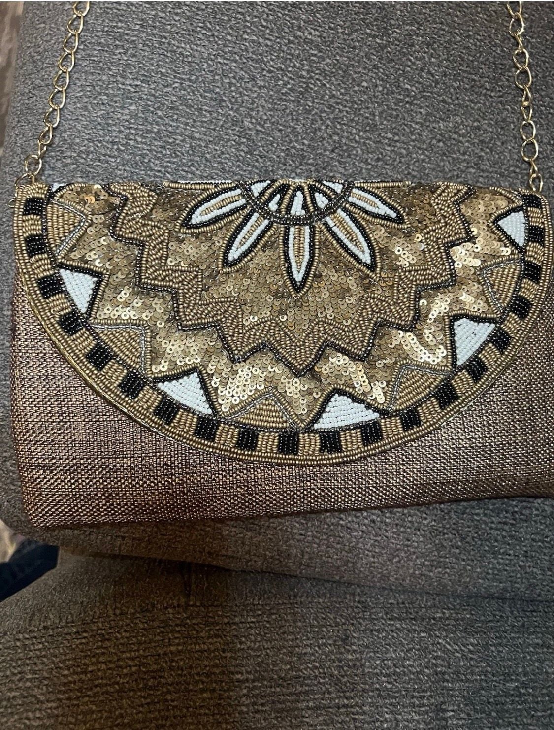 Fancy Party Clutch Hand Embroidered On Silk/Jute Material. 11