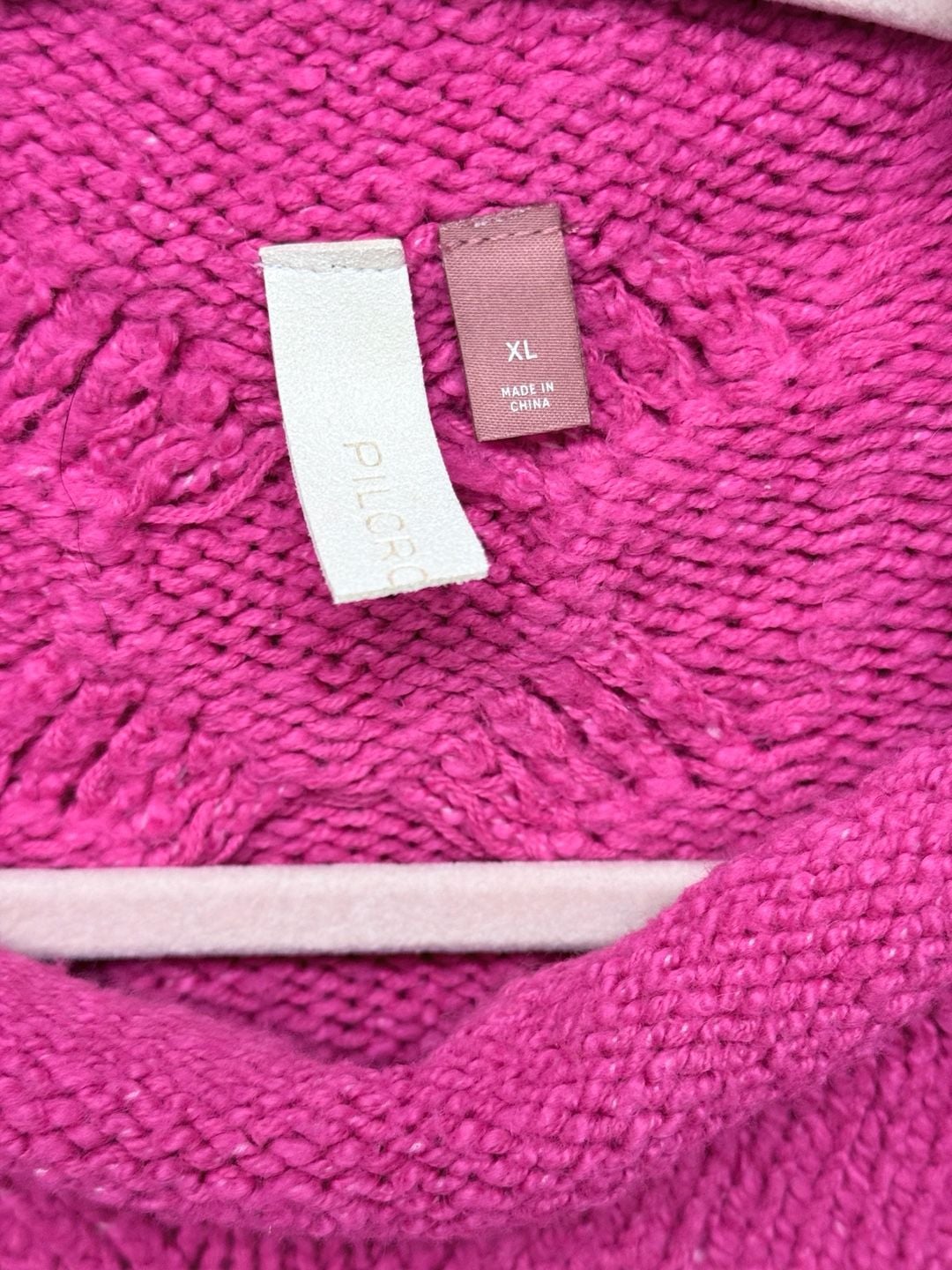 Anthropologie Pilcro Mock Neck Cable Knit Sweaterater Sz LG Pink 8